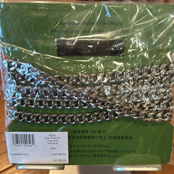 KATE SPADE SILVER CROSSBODY CHAIN. NWT - Picture 2 of 3